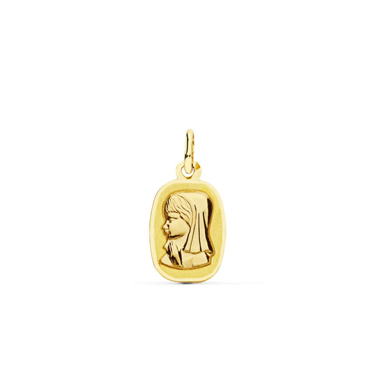 18K MEDALLA ORO AMARILLO VIRGEN NIÑA LASER. 17X10 MM