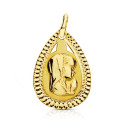 18K MEDALLA ORO AMARILLO VIRGEN NIÑA LAGRIMA 20X13 MM