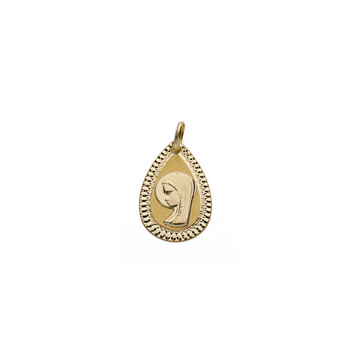 18K MEDALLA ORO AMARILLO VIRGEN NIÑA LAGRIMA 20X13 MM