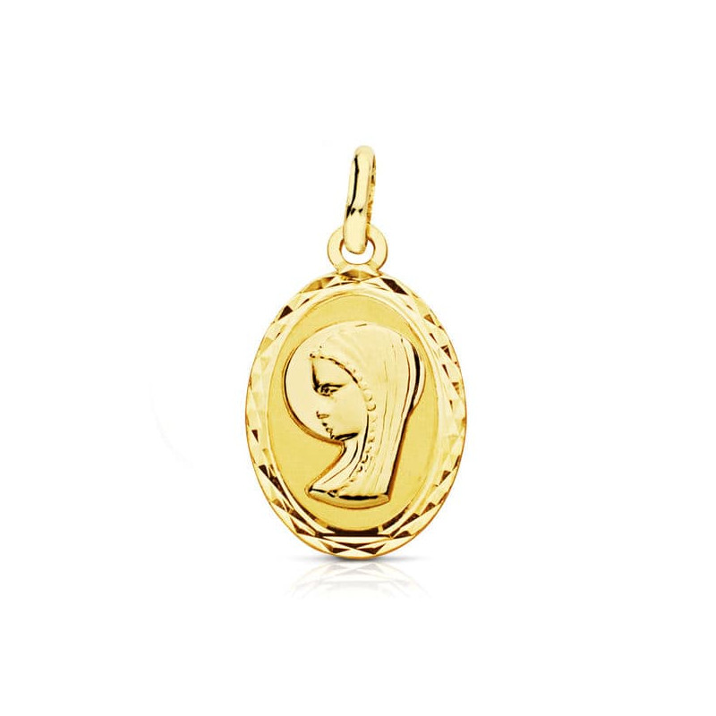 18K MEDALLA ORO AMARILLO VIRGEN NIÑA OVAL. 20X12 MM