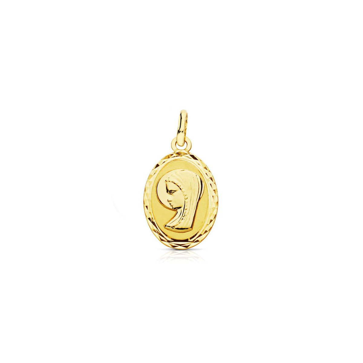18K MEDALLA ORO AMARILLO VIRGEN NIÑA OVAL. 20X12 MM
