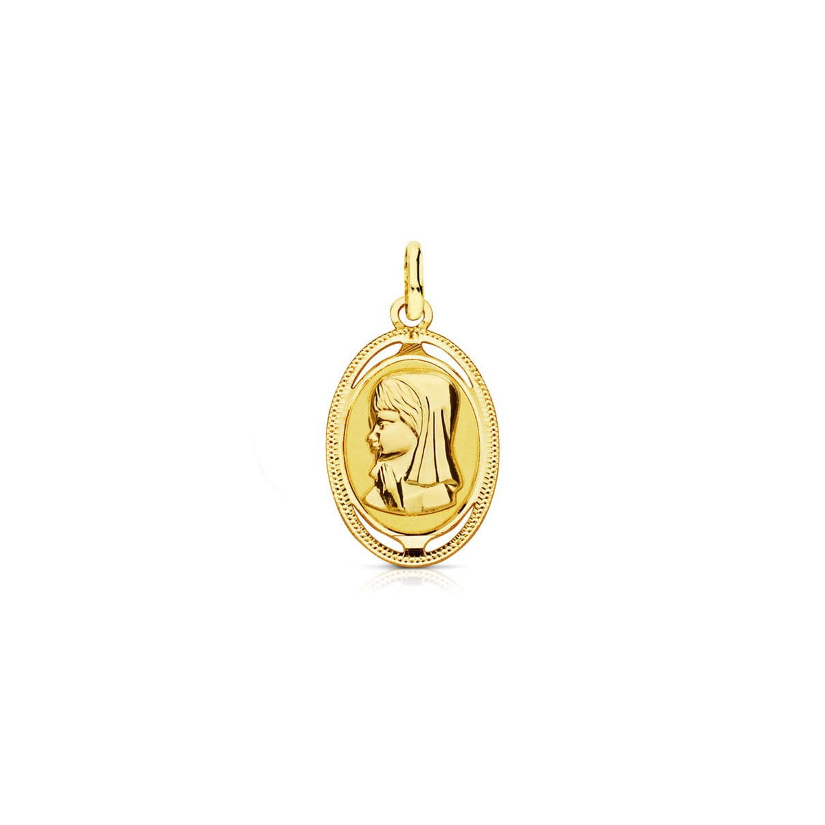 18K MEDALLA ORO AMARILLO VIRGEN NIÑA OVAL. 20X12 MM