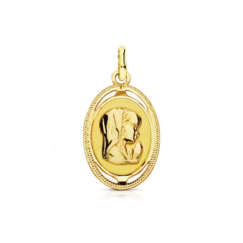18K MEDALLA ORO AMARILLO VIRGEN NIÑA OVAL. 20X12 MM