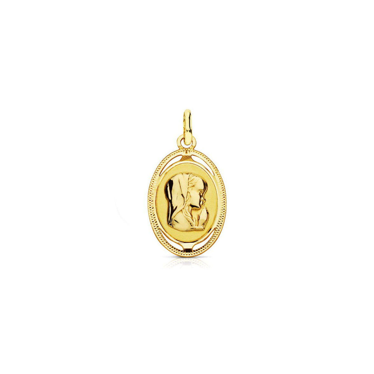 18K MEDALLA ORO AMARILLO VIRGEN NIÑA OVAL. 20X12 MM