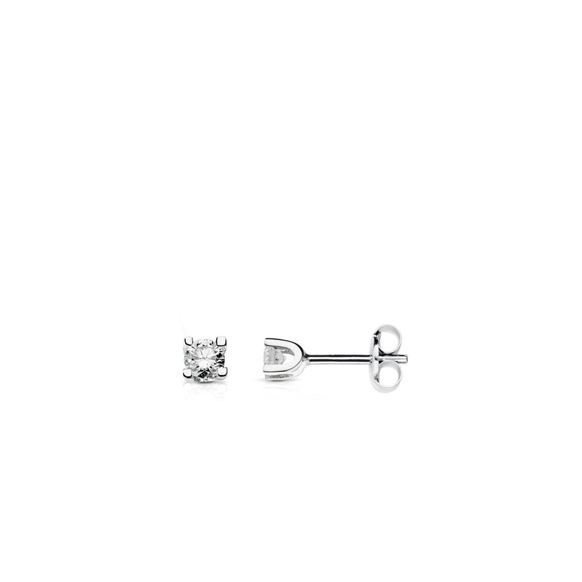 18K PENDIENTES ORO BLANCO CON DIAMANTES LABORATORIO 2,5 MM TALLA BRILLANTE 0,120 QTS. VS2-G. CIERRE PRESION