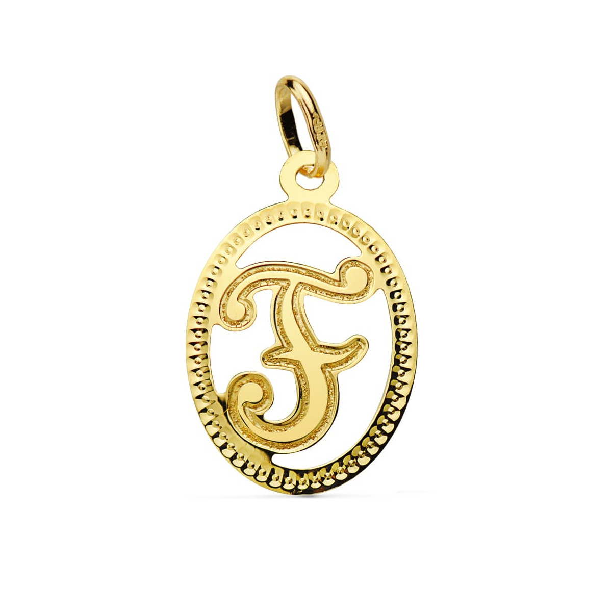 18K COLGANTE ORO AMARILLO INICIAL LETRA F 21X14 MM