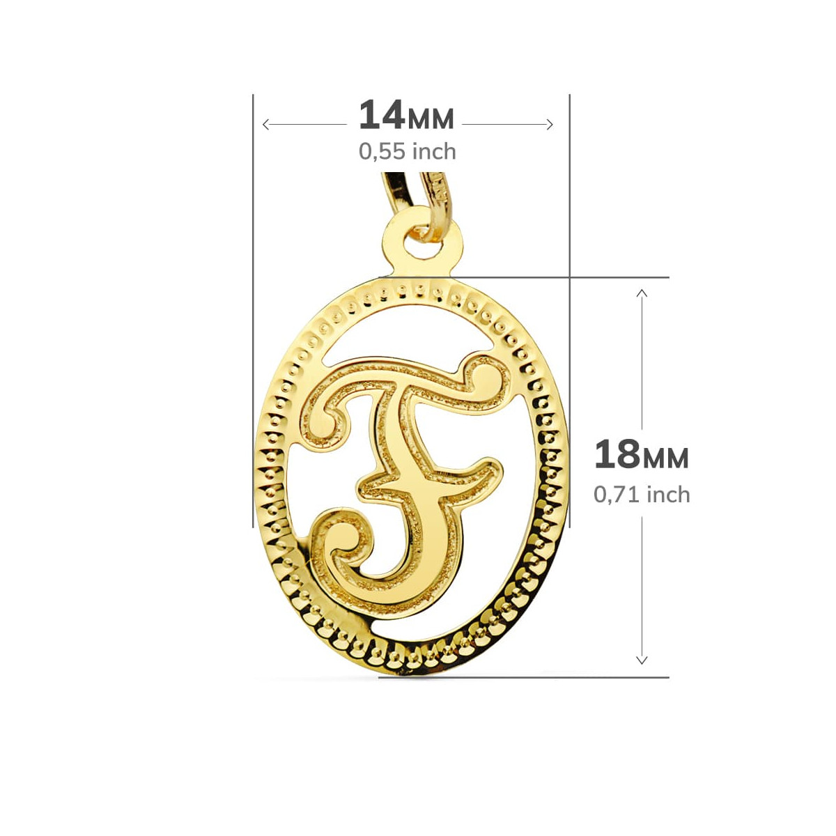 18K COLGANTE ORO AMARILLO INICIAL LETRA F 21X14 MM