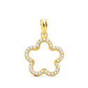18K COLGANTE AMULETO ORO AMARILLO FLOR CON CIRCONITA 16X16 MM