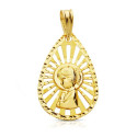 18K MEDALLA ORO AMARILLO VIRGEN NIÑA CERCO CALADO 22X19 MM