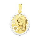 18K MEDALLA ORO AMARILLO VIRGEN NIÑA BICOLOR OVAL 21X16 MM
