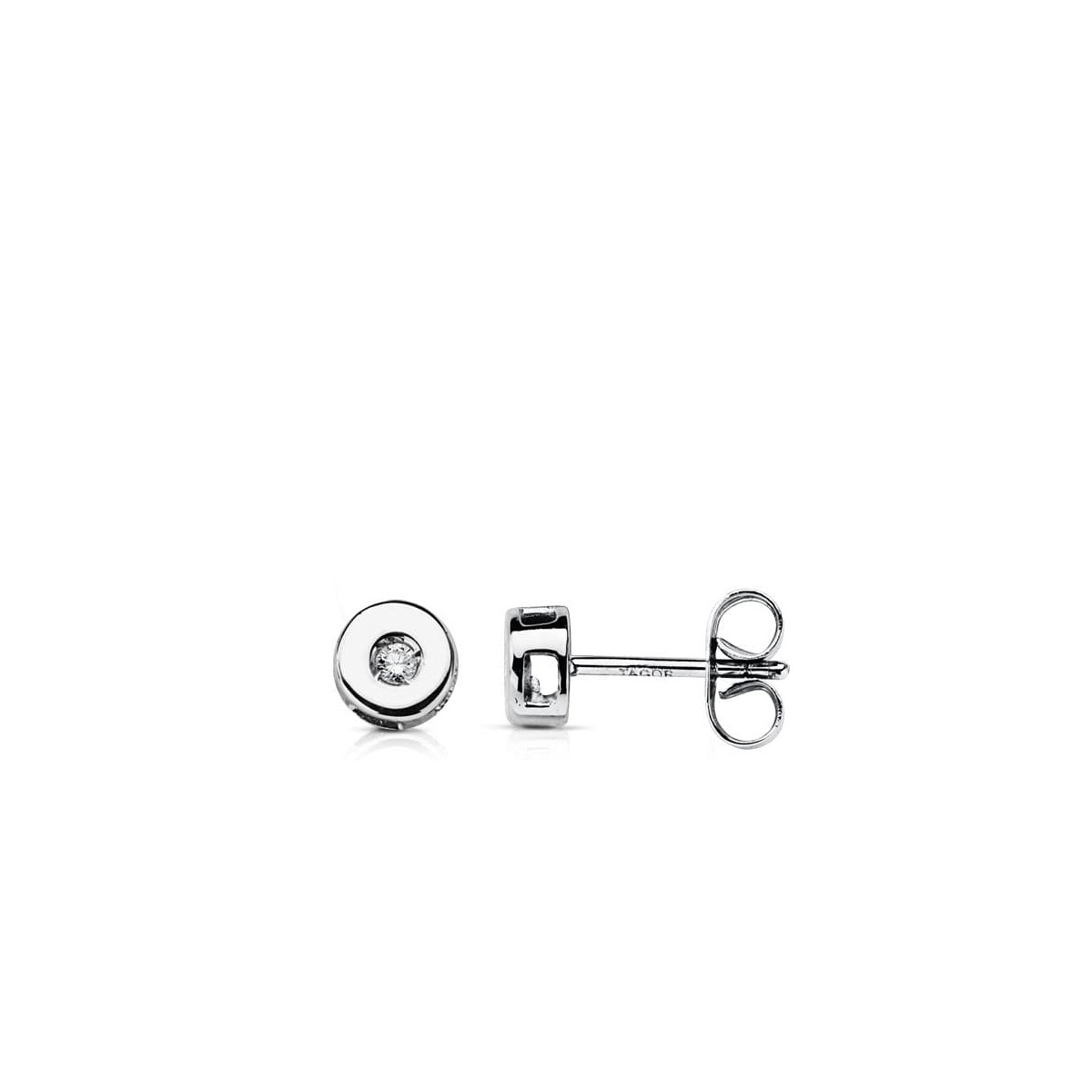 18K PENDIENTES ORO BLANCO DIAMANTES LABORATORIO TALLA BRILLANTE 0,04 QTS. VS2-G. MEDIDA: 5 MM. CIERRE PRESION