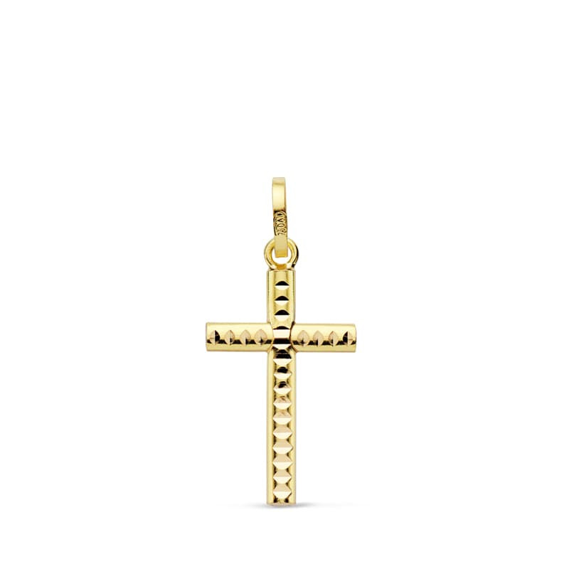 18K CRUZ TALLADA 18.5 X 9.5 MM