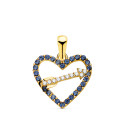 18K COLGANTE ORO AMARILLO CORAZON CON CIRCONITA AZULES Y FLECHA 15 X 14MM C. AMOR