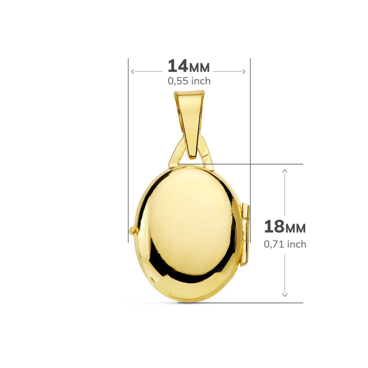 18K GUARDAPELO DIJE PORTAFOTOS OVAL ORO AMARILLO LISO 18X14 MM