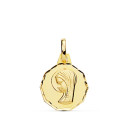 18K MEDALLA ORO AMARILLO VIRGEN NIÑA TALLADA 14 MM