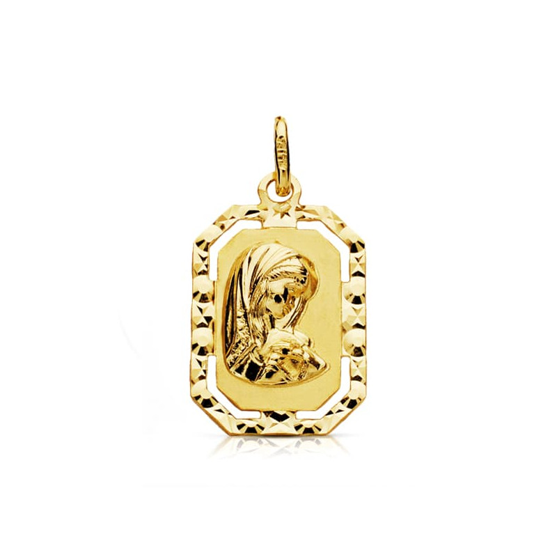 18K MEDALLA ORO AMARILLO VIRGEN NIÑA TALLADA 20X12 MM