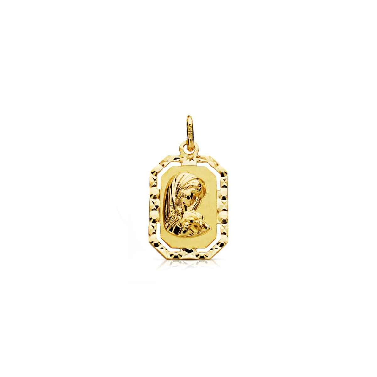 18K MEDALLA ORO AMARILLO VIRGEN NIÑA TALLADA 20X12 MM