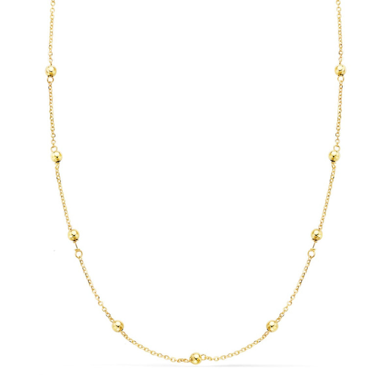18K CADENA ORO AMARILLO MACIZA FORZADA CON BOLAS LISAS 3 MM LARGO 45CM