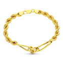18K PULSERA ORO AMARILLO SALOMONICO ALTERNADO ESLABON CARTIER 20CM 6.5 MM