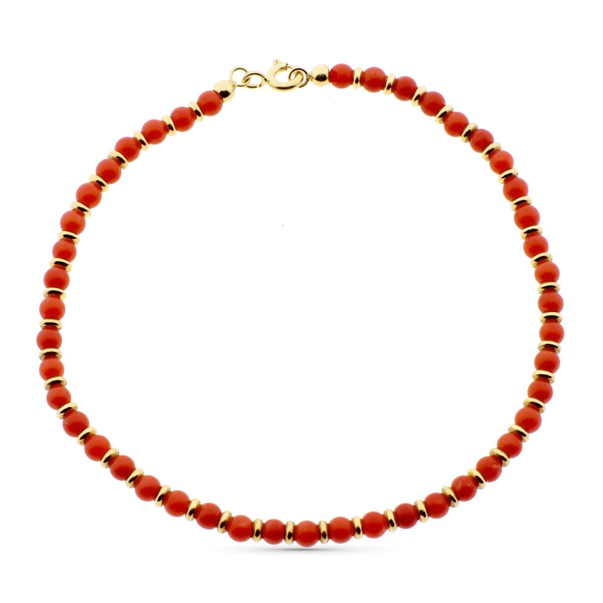 18K PULSERA ORO AMARILLO CORAL FINO CERDEÑA Y ANILLAS ORO EN BRILLO 19CM