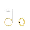18K AROS HUECOS ORO AMARILLO MEDIA CAÑA LIGEROS.14X3 MM