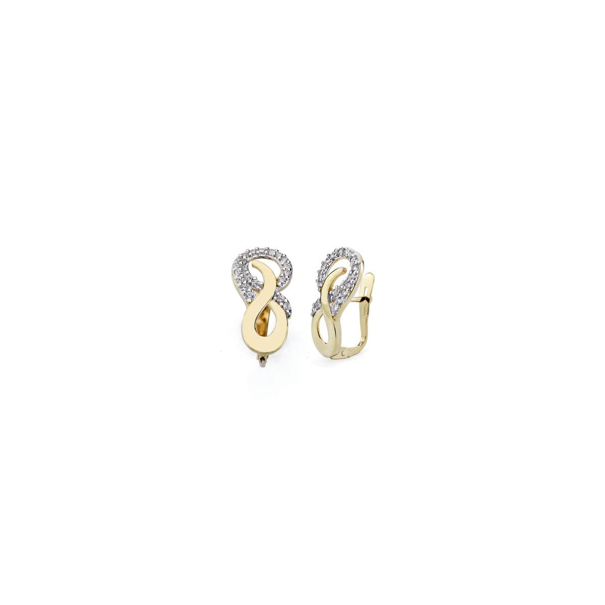 18K PENDIENTES ORO BICOLOR CIRCONITA 17X9 MM CIERRE CATALAN
