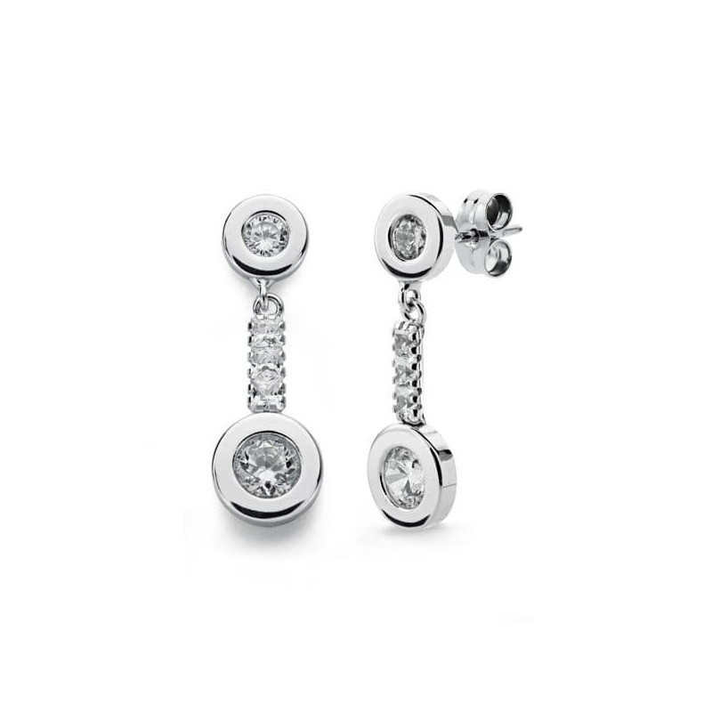 18K PENDIENTES ORO BLANCO CIRCONITA 21X7 MM CIERRE PRESION