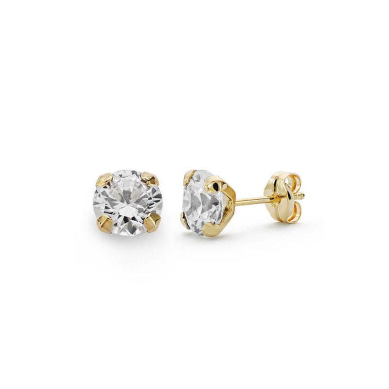 18K PENDIENTES ORO AMARILLO GARRAS CIRCONITA 6 MM