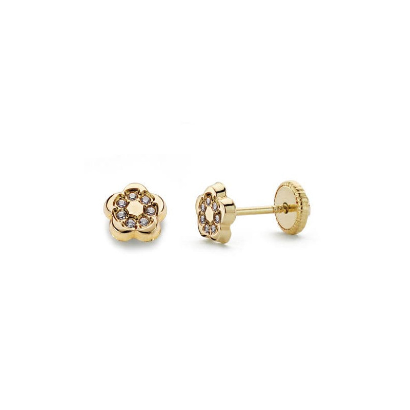 18K PENDIENTES FLOR CIRCONITA 5X5 MM