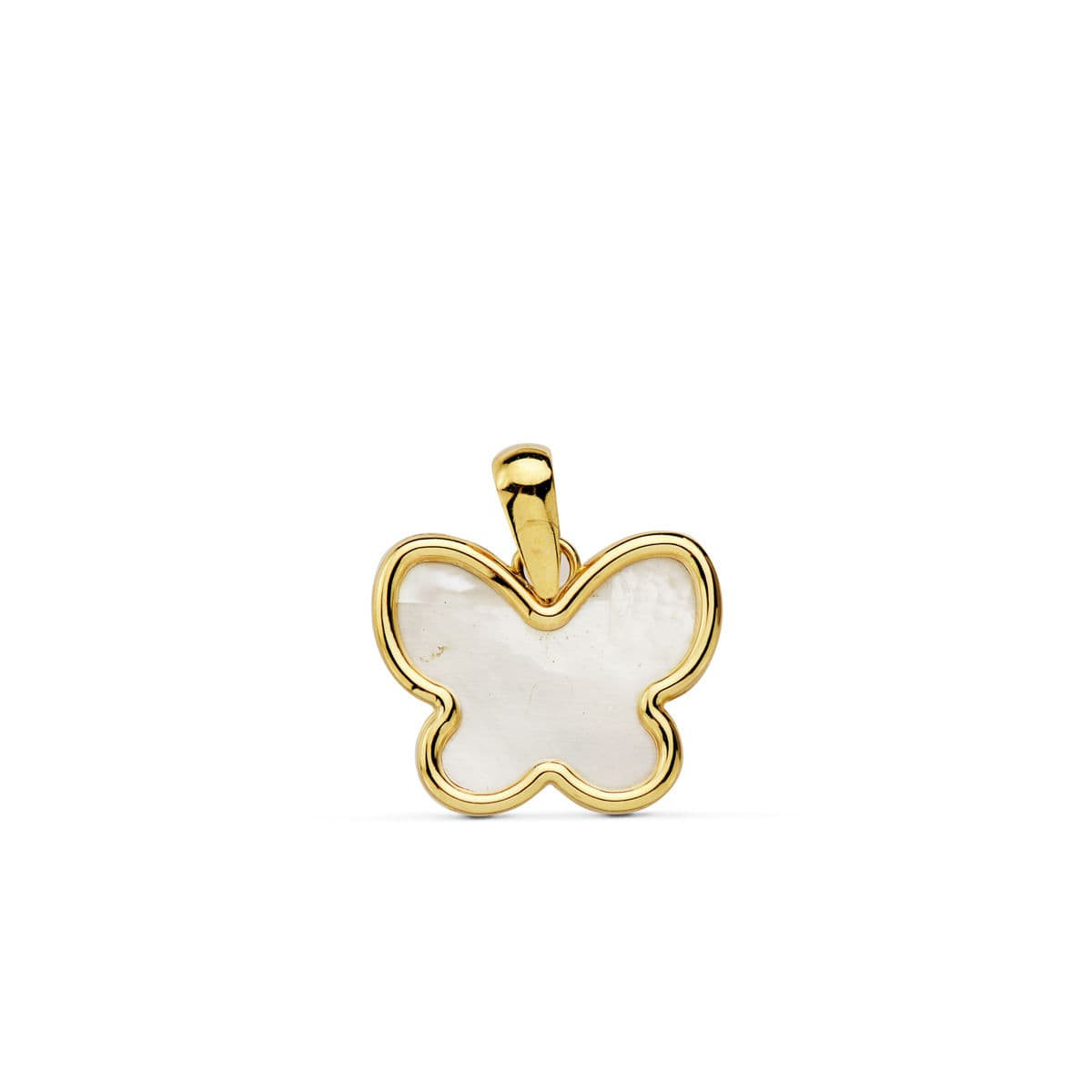 18K COLGANTE AMULETO ORO AMARILLO MARIPOSA NACAR 14X11 MM