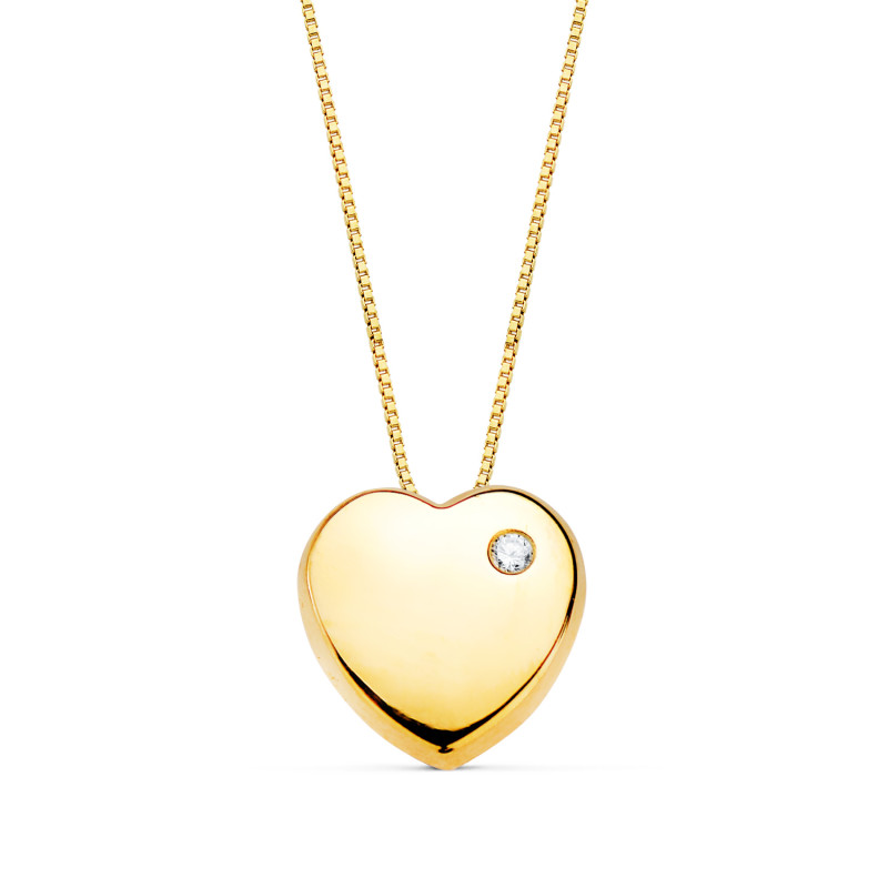 18K COLGANTE CORAZON CIRCONITA ORO AMARILLO CADENA C. AMOR