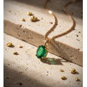 18K COLGANTE CON CADENA ORO AMARILLO ESMERALDA RECRISTALIZADA 7X5 MM 0,79 QT. CADENA 42-3 CM