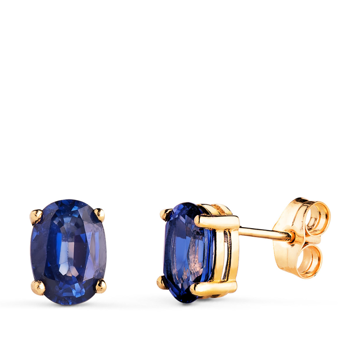 18K PENDIENTES ORO AMARILLO GARRAS ZAFIRO 7X5 MM 1.58  QTS. CIERRE PRESION