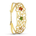 18K PULSERA RIGIDA ORO AMARILLO FLORES RIGIDA 21 MM