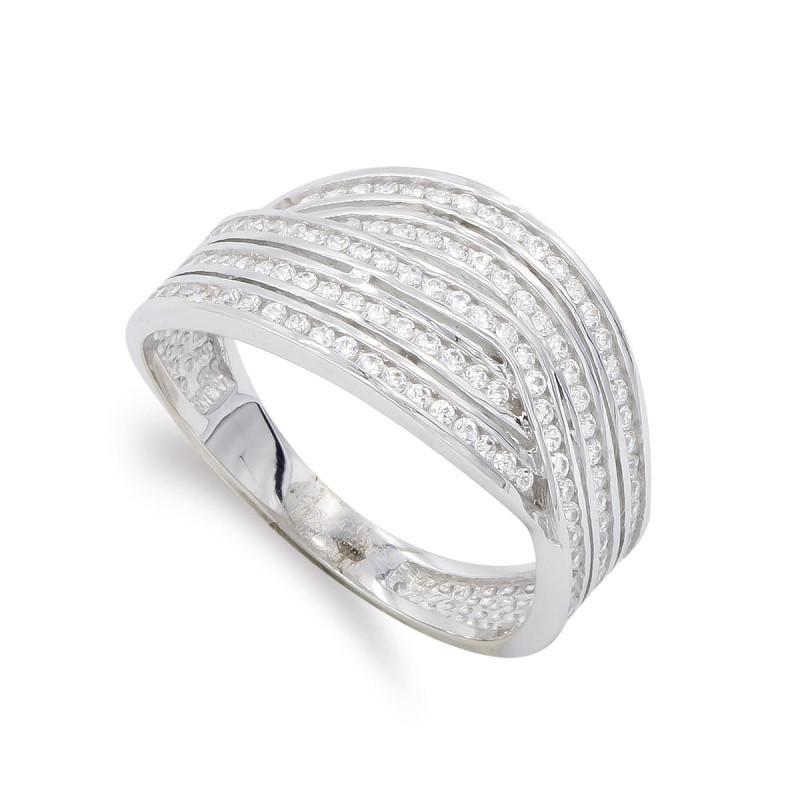 18K SORTIJA ORO BLANCO CON CIRCONITAS. ANCHO: 10,5 MM