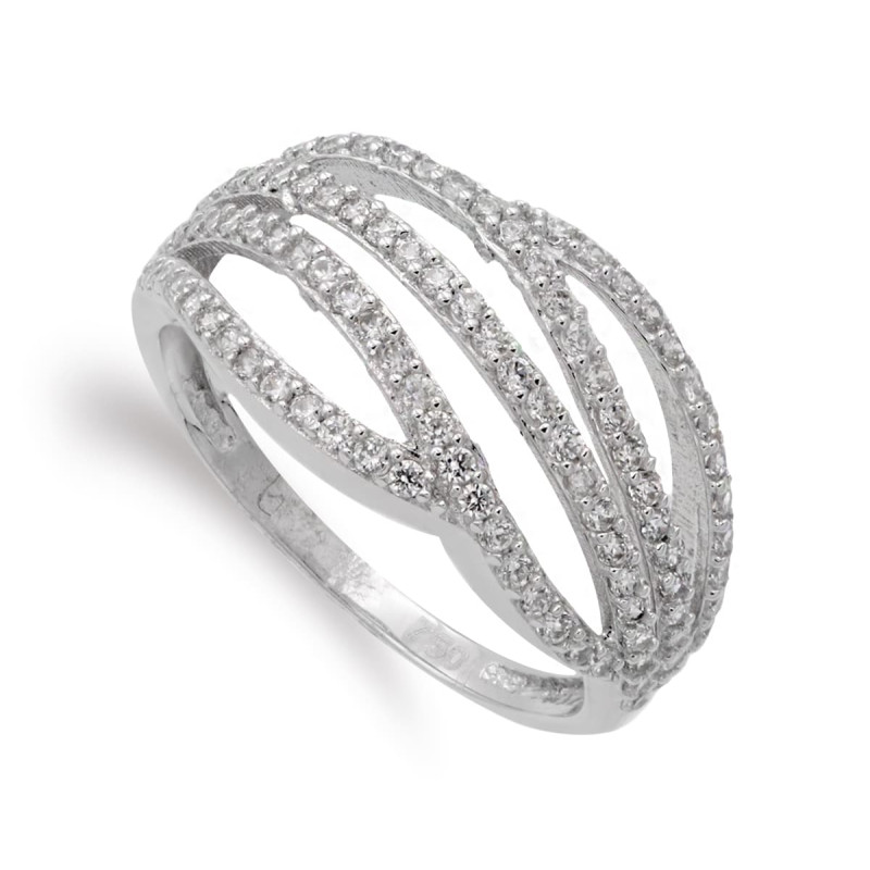 18K SORTIJA ORO BLANCO CON CIRCONITAS. ANCHO: 10,5 MM