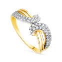 18K SORTIJA ORO BICOLOR CALADA CON MOTIVO CRUZADO DE CIRCONITAS. ANCHO 8MM