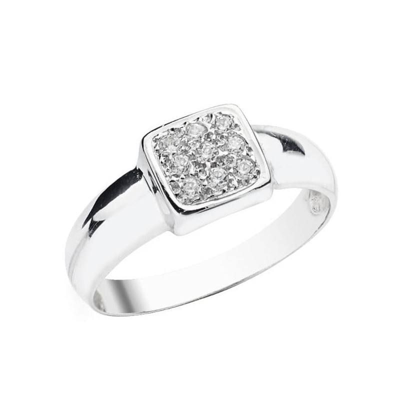 18K SORTIJA ORO BLANCO MACIZA CON CIRCONITA 7 MM