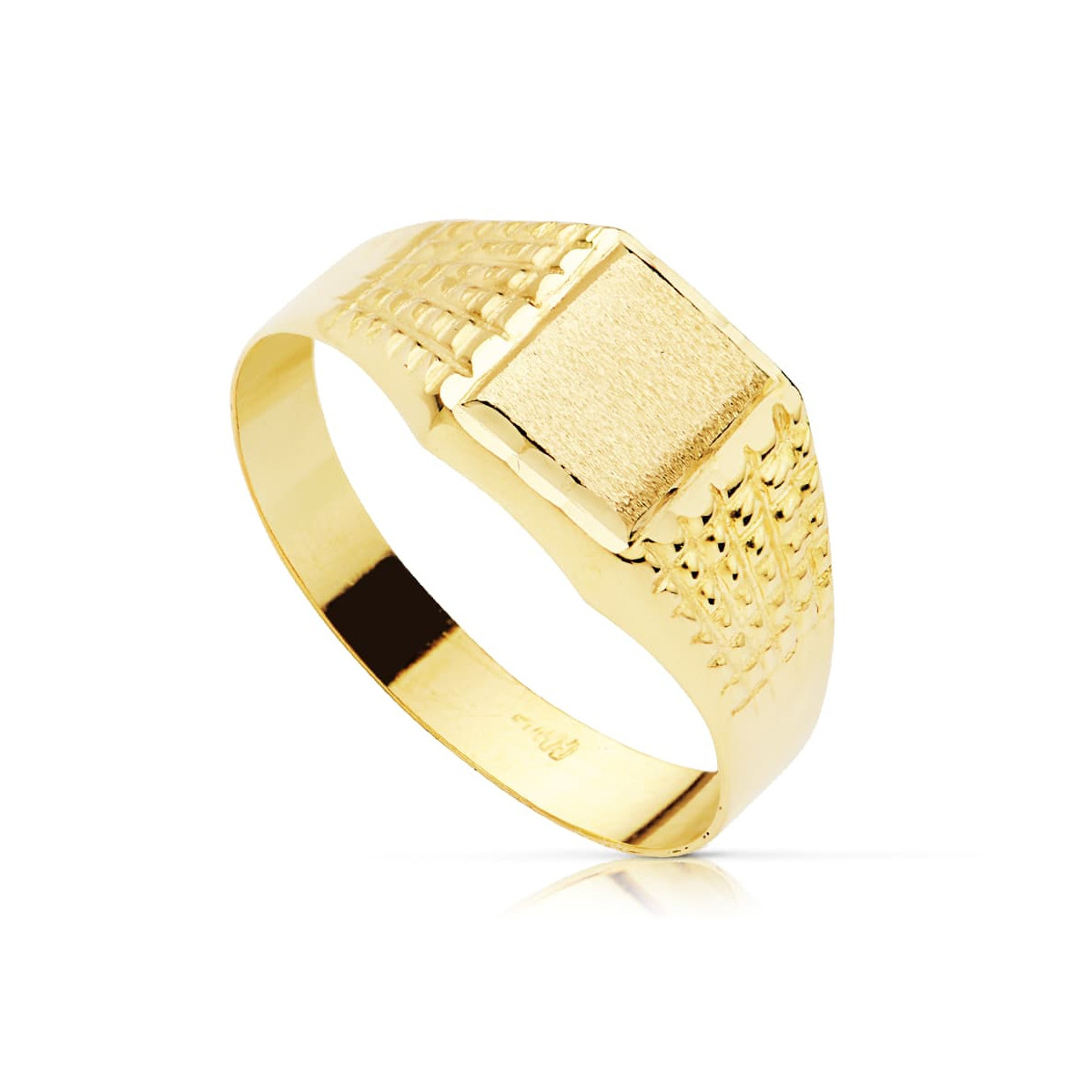 18K SELLO ORO AMARIILO CADETE HUECO TALLADO 7 X 6 MM