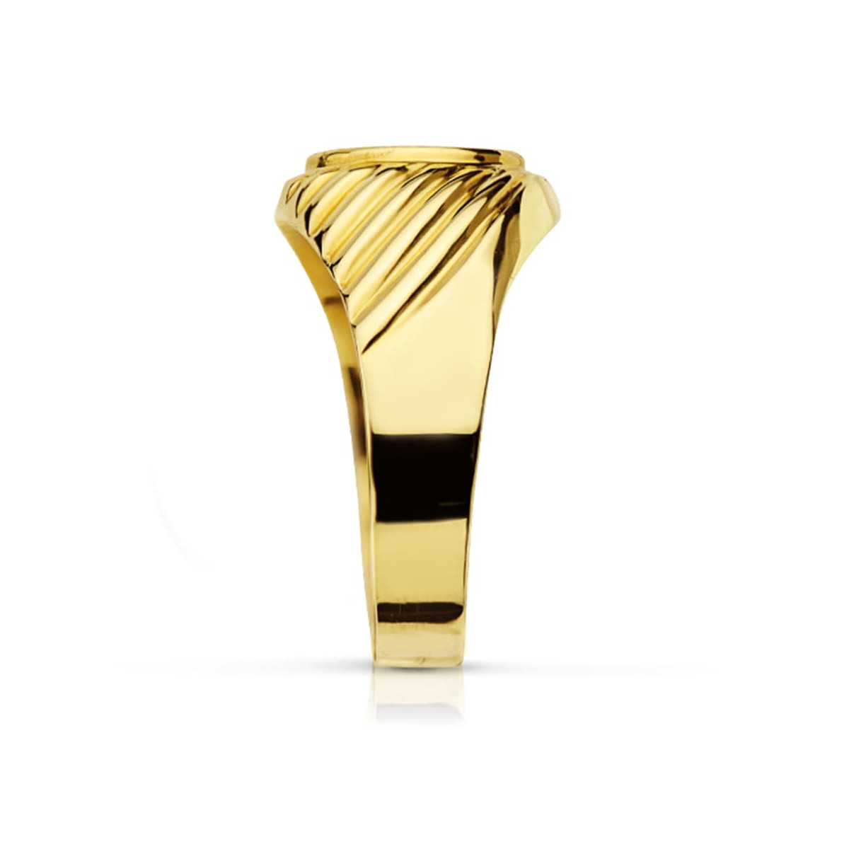 18K SELLO ORO AMARIILO HUECO TALLADO OVAL ZONA GRABADO 10 X 7.5 MM