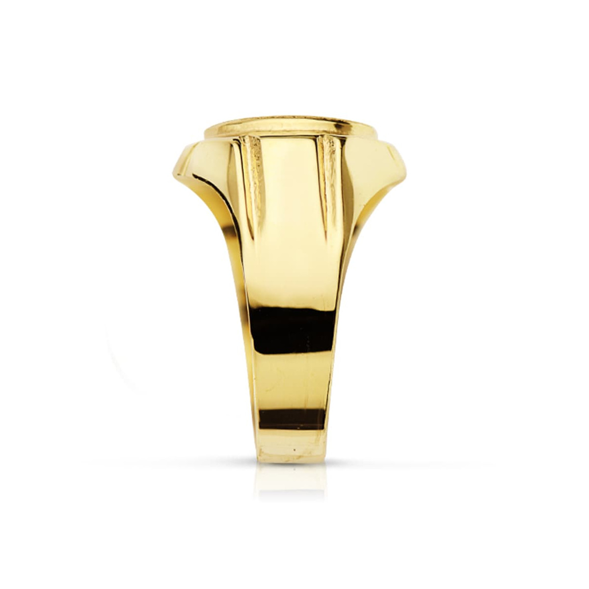 18K SELLO ORO AMARILLO HUECO TALLADO OVAL ZONA GRABADO 12 X 10.5 MM