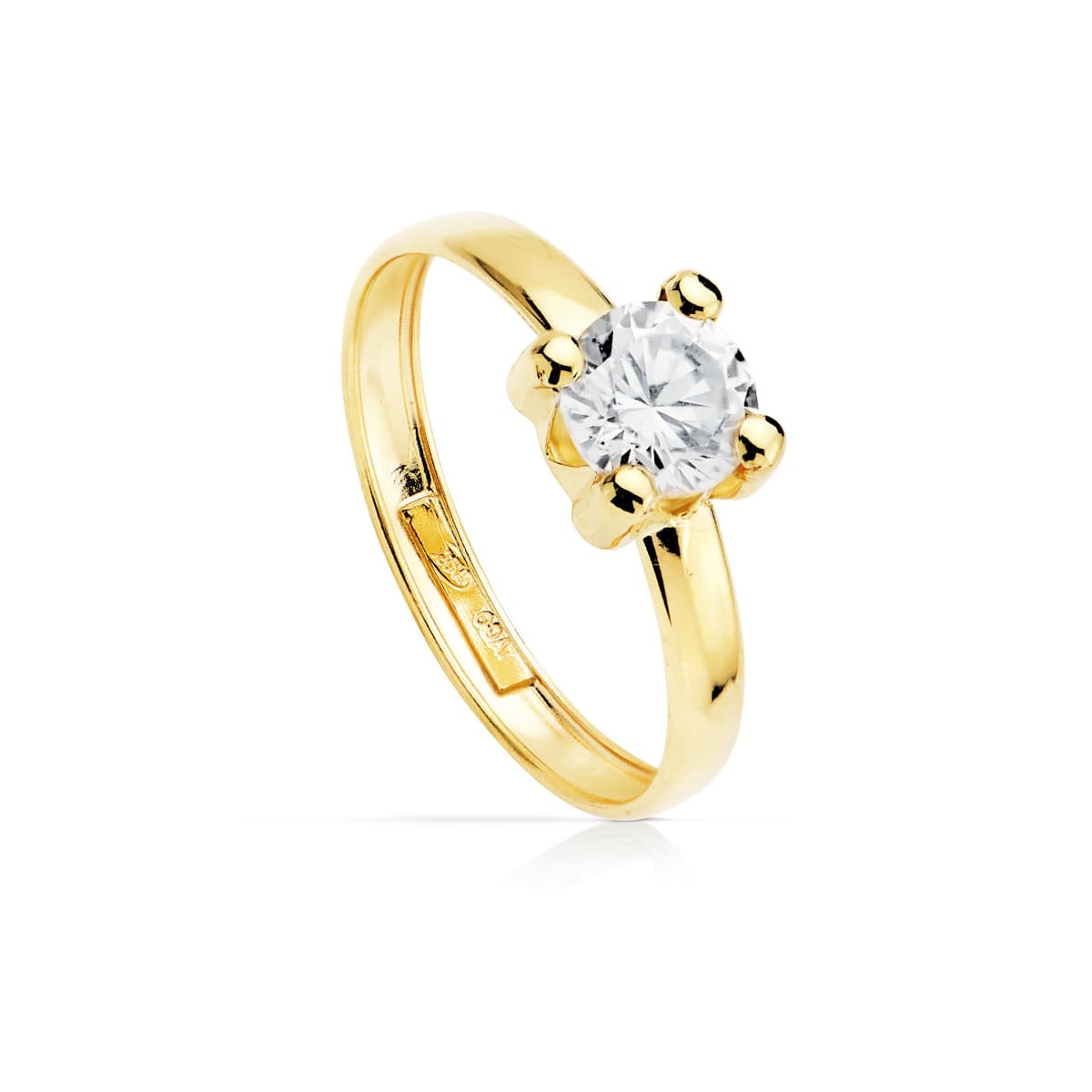 18K SOLITARIO ORO AMARILLO GARRAS CON CIRCONITA. ANCHO: 6X6 MM