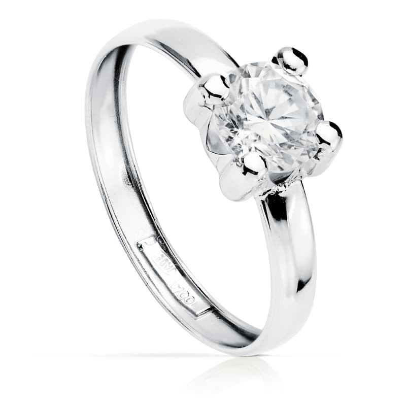 18K SOLITARIO ORO BLANCO CIRCONITA 6X6 MM