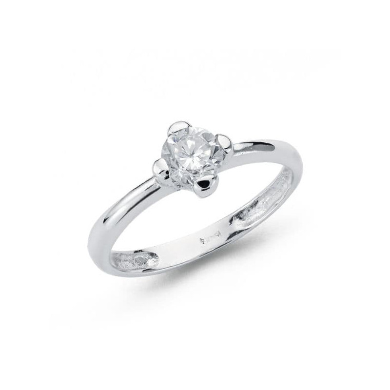 18K SOLITARIO ORO BLANCO CIRCONITA 5 MM
