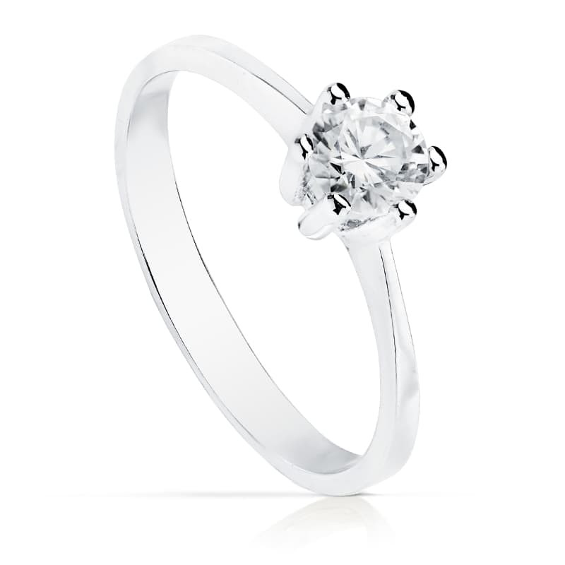 18K SOLITARIO ORO BLANCO CIRCONITA 5 MM