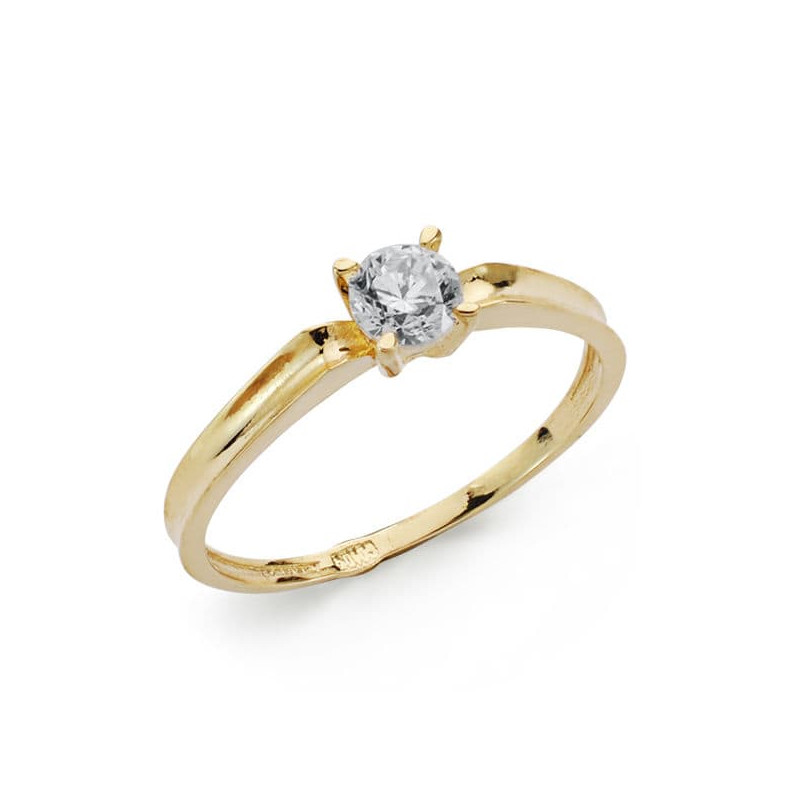 18K SOLITARIO ORO AMARILLO CON CIRCONITA DE 4 MM