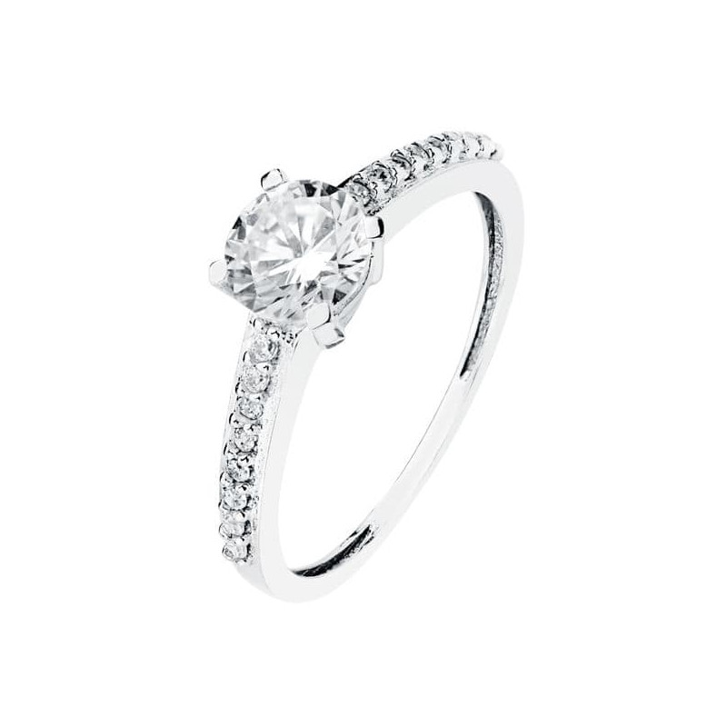 18K SOLITARIO ORO BLANCO CIRCONITA 6 MM