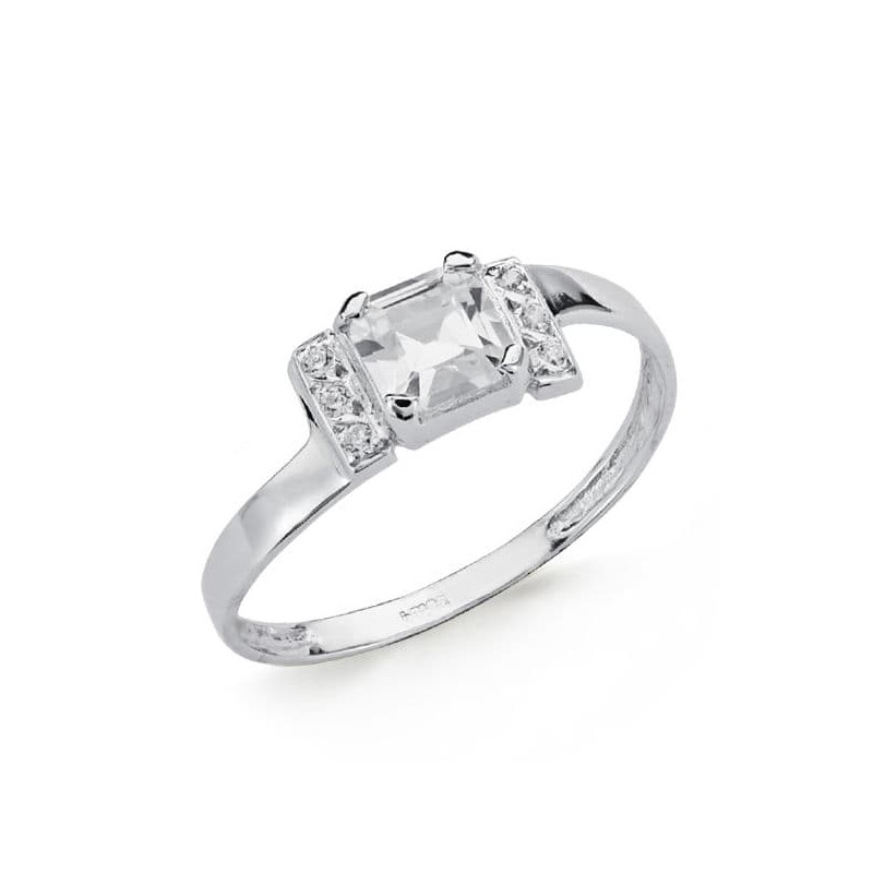 18K SOLITARIO ORO BLANCO CON CIRCONITA CUADRADA. ANCHO: 6 MM