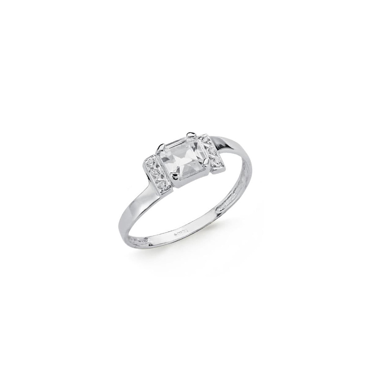 18K SOLITARIO ORO BLANCO CON CIRCONITA CUADRADA. ANCHO: 6 MM