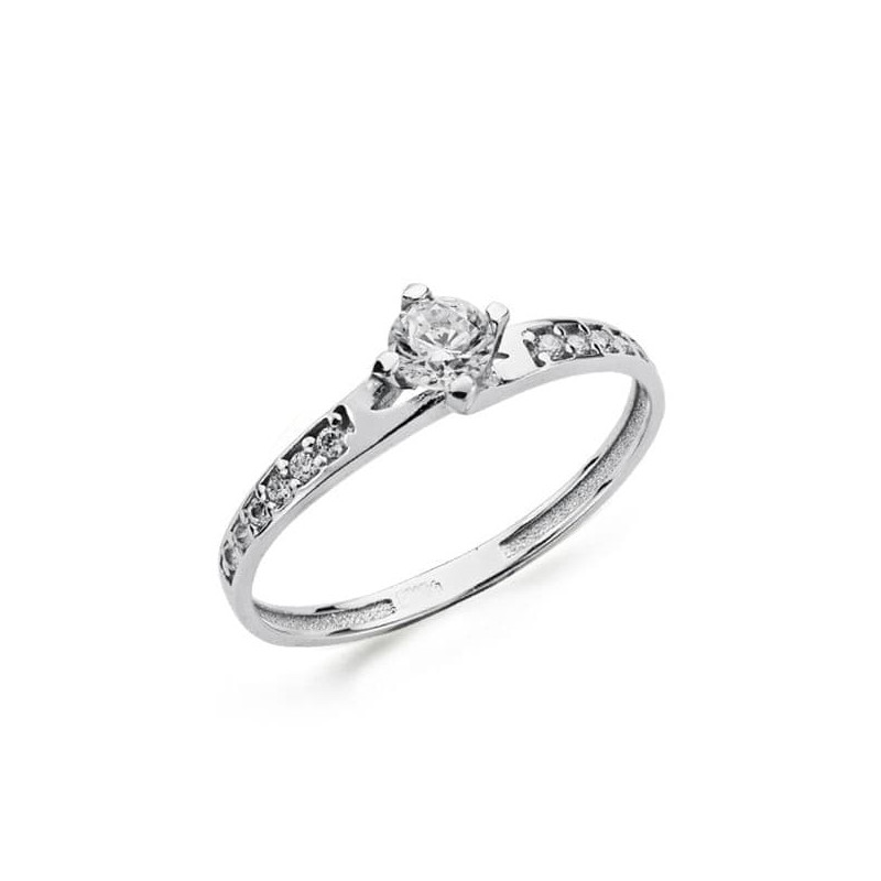 18K SOLITARIO ORO BLANCO CIRCONITA 4 MM